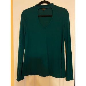 Express choker v neck cutout long sleeve top